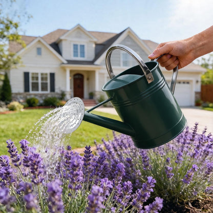 Metal Watering Can for Outdoor Plants, 1.7 Gallon Pink Garden Watering Can for Flower, Houseplants, Galvanized Finish