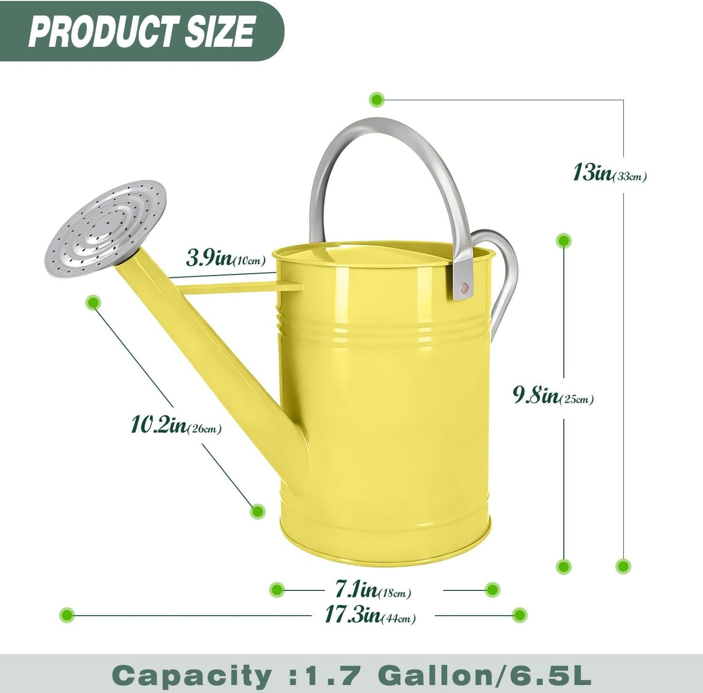 Metal Watering Can for Outdoor Plants, 1.7 Gallon Pink Garden Watering Can for Flower, Houseplants, Galvanized Finish