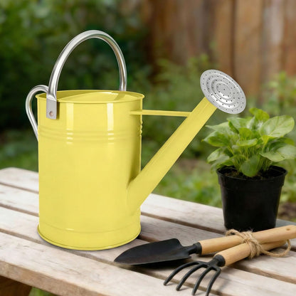 Metal Watering Can for Outdoor Plants, 1.7 Gallon Pink Garden Watering Can for Flower, Houseplants, Galvanized Finish