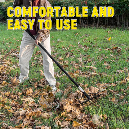 Bow Rake, 68-Inch Adjustable Handle Garden Rake with 17 Steel Tines, Heavy Duty Dual-Sided Metal Rake Landscape Gardening Tool for Soil Loosening Lawn Yard Leaves Mulch Thatch Removing