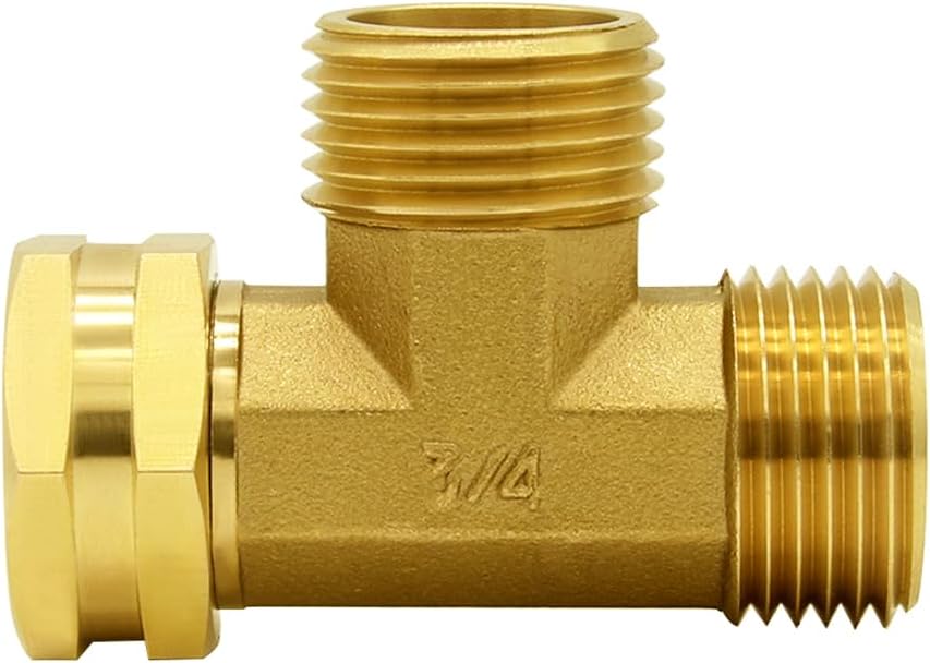Garden Hose Tee Fitting, 3/4" GHT Female x Male x Male Connector