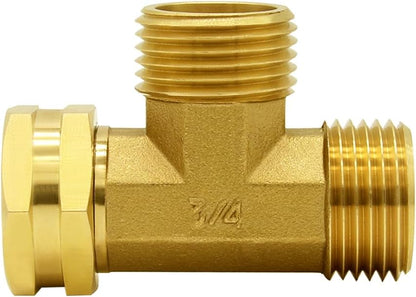 Garden Hose Tee Fitting, 3/4" GHT Female x Male x Male Connector
