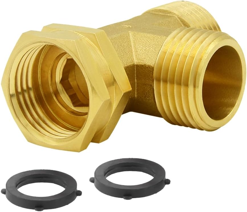 Garden Hose Tee Fitting, 3/4" GHT Female x Male x Male Connector
