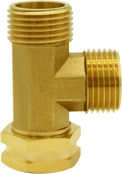 Garden Hose Tee Fitting, 3/4" GHT Female x Male x Male Connector