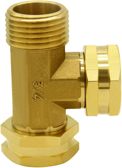 Garden Hose Tee Fitting, 3/4" GHT Female x Male x Male Connector