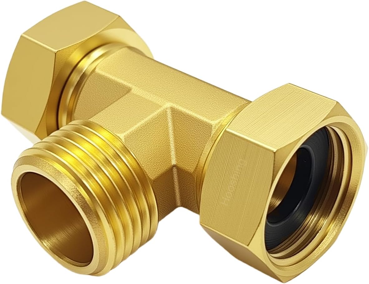 Garden Hose Tee Fitting, 3/4" GHT Female x Male x Male Connector