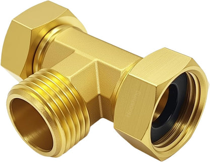 Garden Hose Tee Fitting, 3/4" GHT Female x Male x Male Connector
