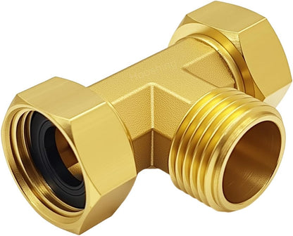 Garden Hose Tee Fitting, 3/4" GHT Female x Male x Male Connector