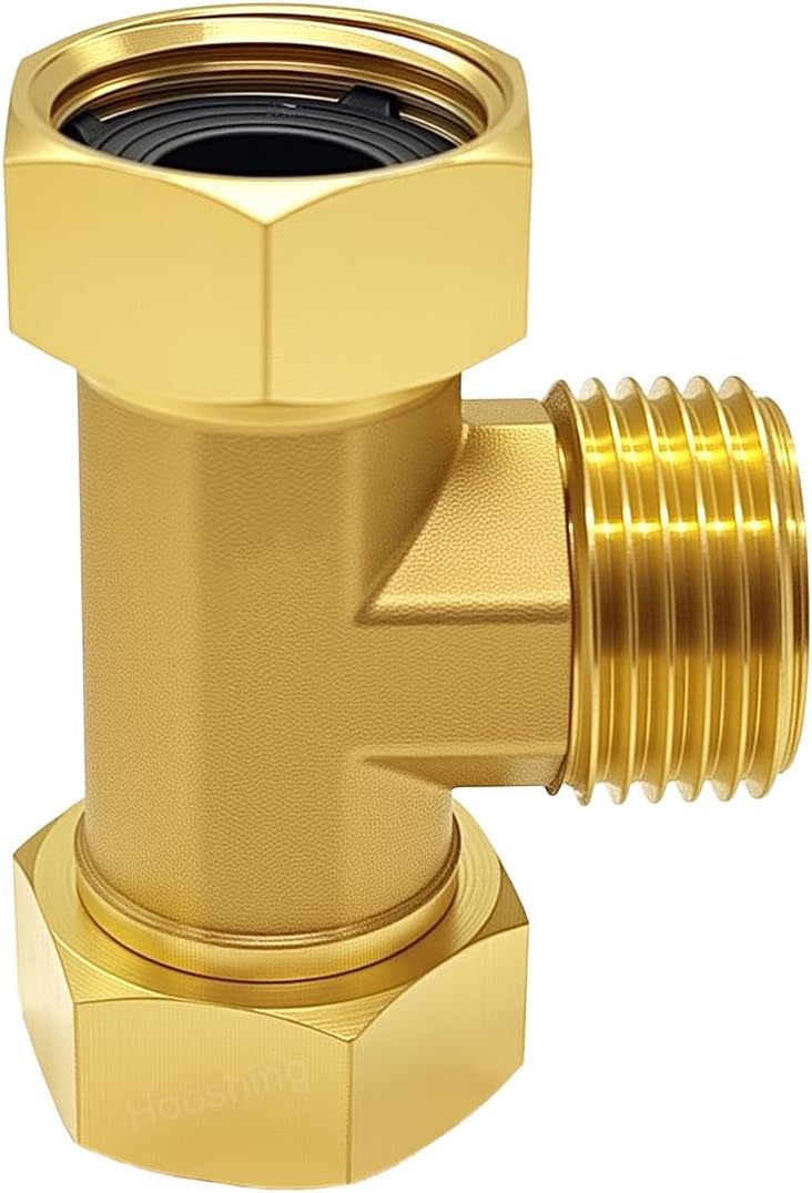 Garden Hose Tee Fitting, 3/4" GHT Female x Male x Male Connector