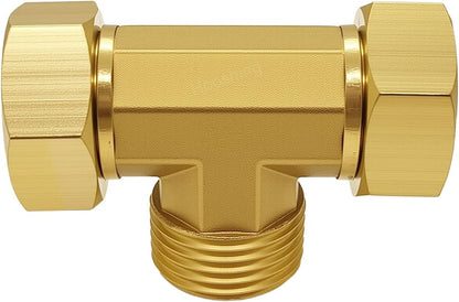 Garden Hose Tee Fitting, 3/4" GHT Female x Male x Male Connector