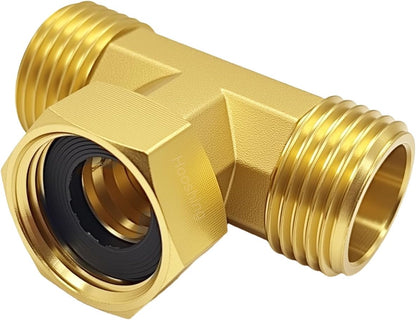 Garden Hose Tee Fitting, 3/4" GHT Female x Male x Male Connector