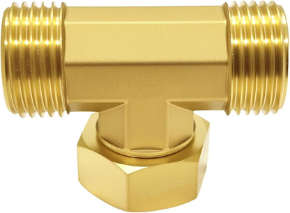Garden Hose Tee Fitting, 3/4" GHT Female x Male x Male Connector
