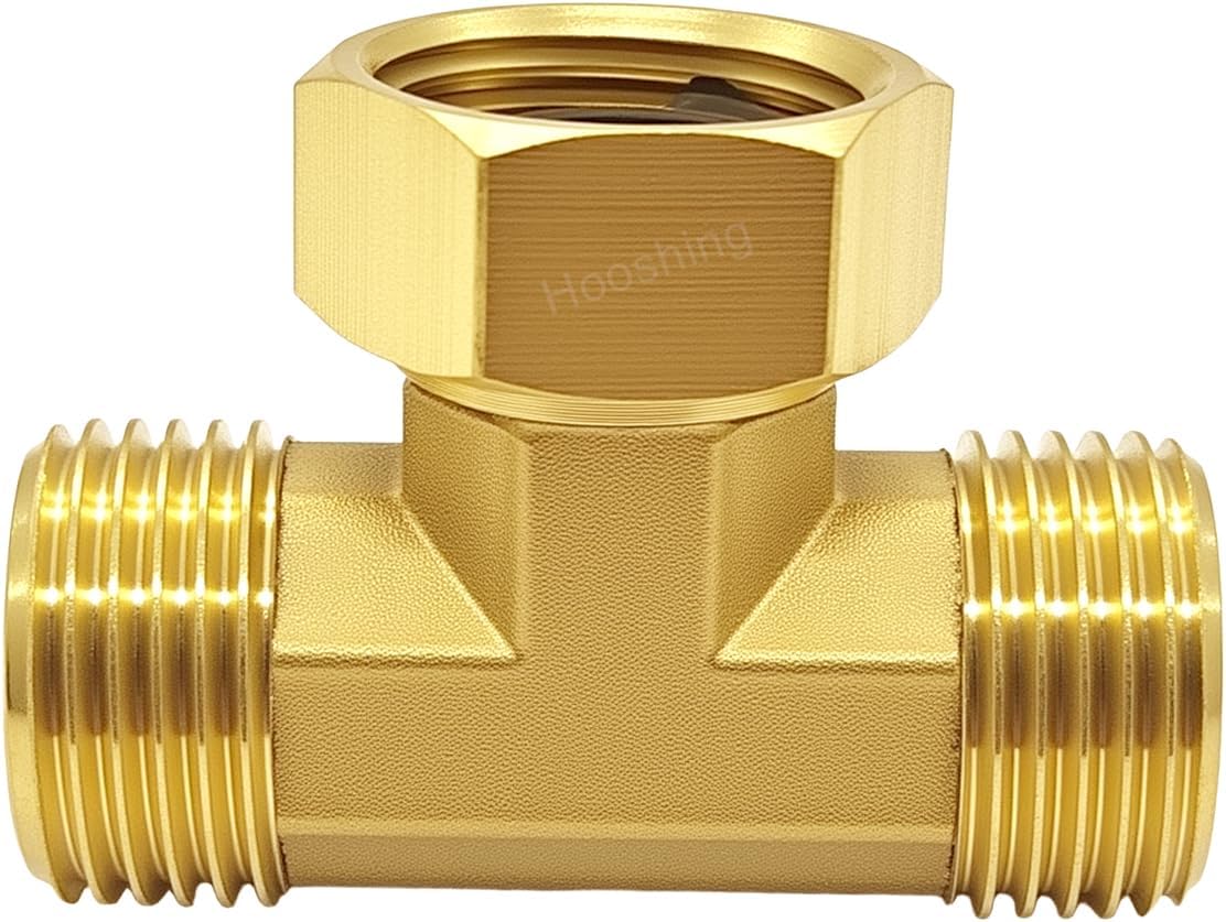 Garden Hose Tee Fitting, 3/4" GHT Female x Male x Male Connector