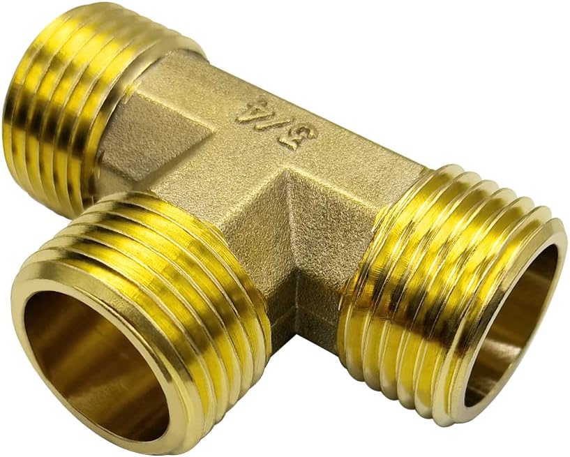 Garden Hose Tee Fitting, 3/4" GHT Female x Male x Male Connector