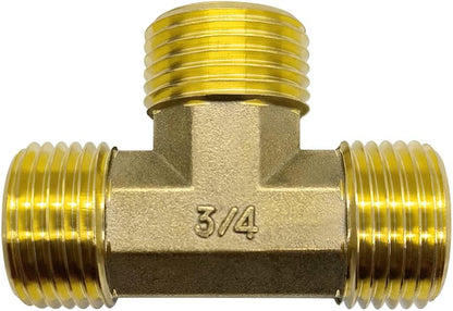 Garden Hose Tee Fitting, 3/4" GHT Female x Male x Male Connector
