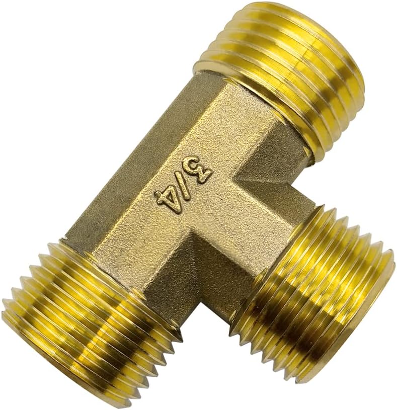 Garden Hose Tee Fitting, 3/4" GHT Female x Male x Male Connector