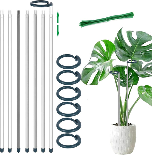 Extendable Monstera Plant Support Stakes, Made of Aluminum Alloy, Tomato Stakes Length Adjust from 17.3" to 32.2", Suitable for Indoor Outdoor Potted Amaryllis Vegetables-7Pack (32.2inches-7Pack)