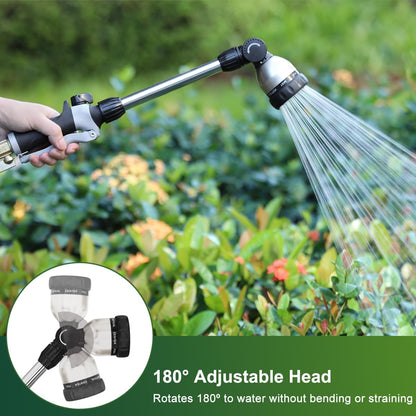 Watering Wand Heavy Duty, 16 Inches Metal Garden Hose Wand with 8 Spray Patterns, Long Hose Nozzle Sprayer with ON/OFF Thumb Control, Perfect for Hanging Baskets, Shrubs, Garden and Lawn