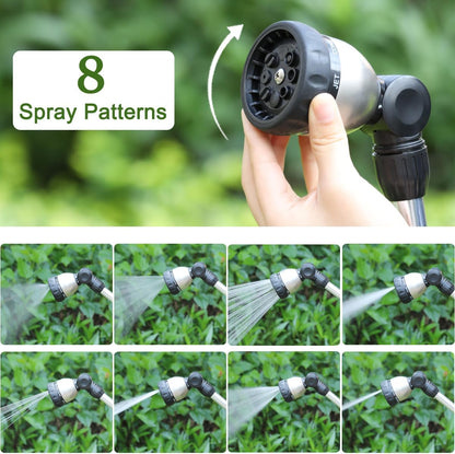 Watering Wand Heavy Duty, 16 Inches Metal Garden Hose Wand with 8 Spray Patterns, Long Hose Nozzle Sprayer with ON/OFF Thumb Control, Perfect for Hanging Baskets, Shrubs, Garden and Lawn