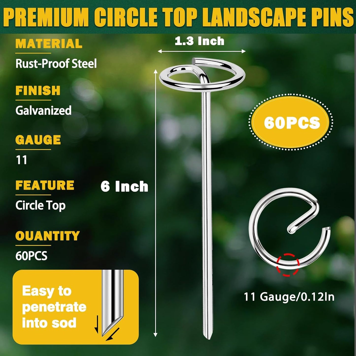 150 PCS Landscape Fabric Staples Stakes, 6 inch Weed Barrier Pins