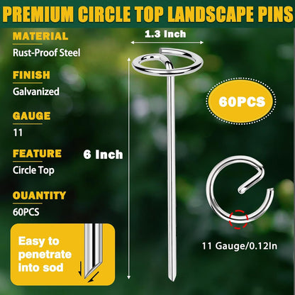 150 PCS Landscape Fabric Staples Stakes, 6 inch Weed Barrier Pins