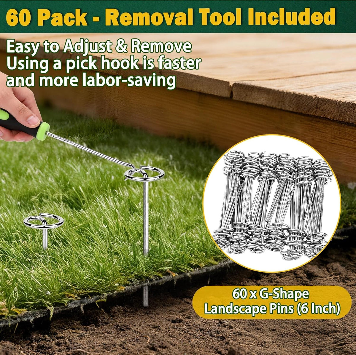 150 PCS Landscape Fabric Staples Stakes, 6 inch Weed Barrier Pins