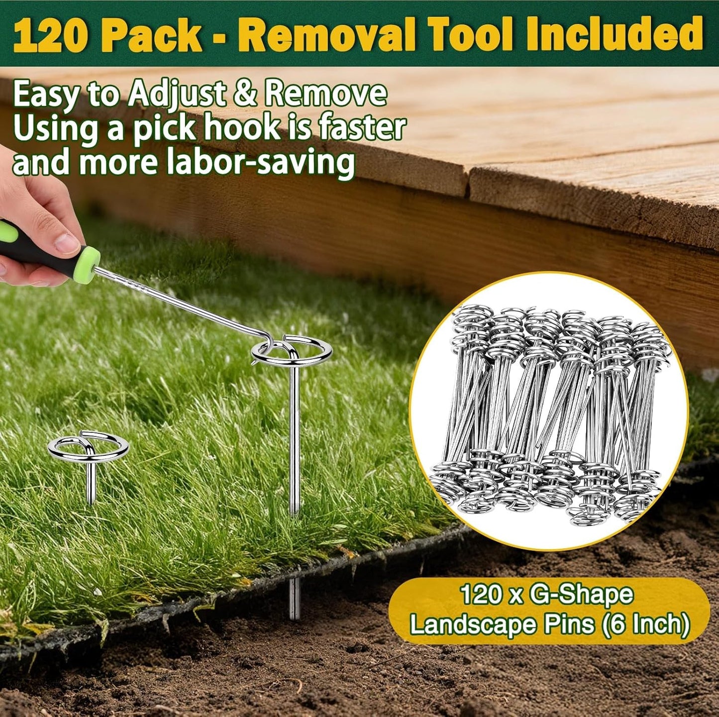 150 PCS Landscape Fabric Staples Stakes, 6 inch Weed Barrier Pins