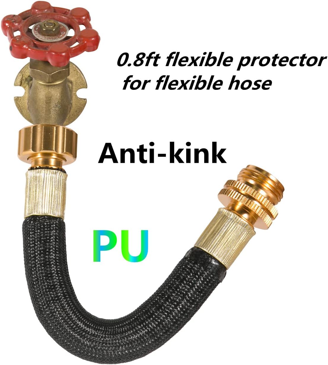 0.8ft Garden Hose Extension Flexible Adapter Short Connector With Integrated Spiral Tube for Reel/RV/Dehumidifier (1)