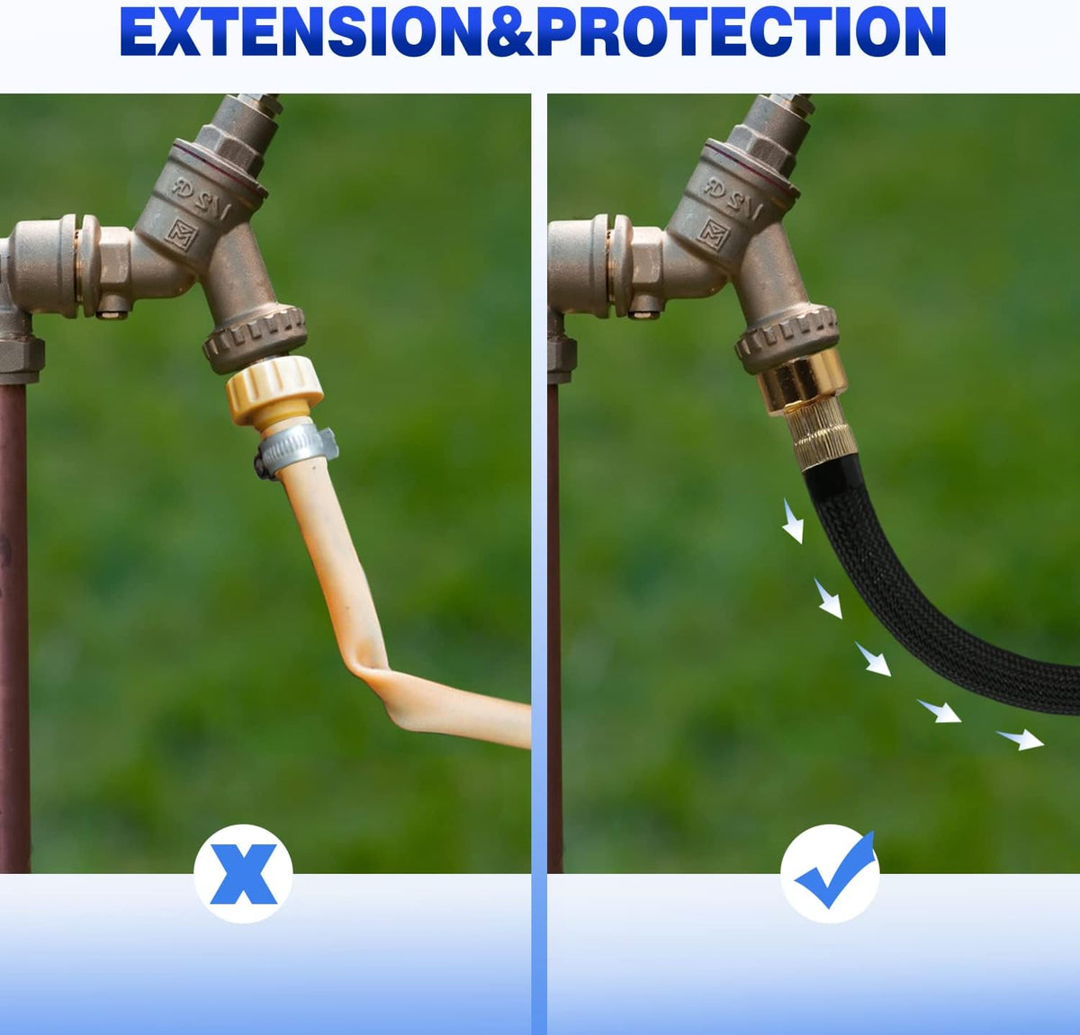 0.8ft Garden Hose Extension Flexible Adapter Short Connector With Integrated Spiral Tube for Reel/RV/Dehumidifier (1)