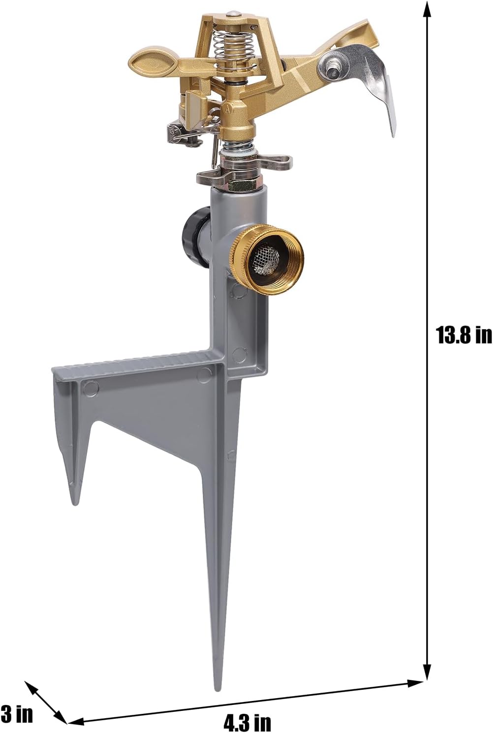 2 Pack Impact Sprinkler Head on Metal Step Spike, Heavy Duty Zinc Alloy Lawn Sprinkler, Adjustable Coverage Nozzle on Sturdy Spike Base, 360 Degree Large Area Irrigation