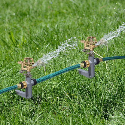 2 Pack Impact Sprinkler Head on Metal Step Spike, Heavy Duty Zinc Alloy Lawn Sprinkler, Adjustable Coverage Nozzle on Sturdy Spike Base, 360 Degree Large Area Irrigation