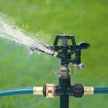 2 Pack Impact Sprinkler Head on Metal Step Spike, Heavy Duty Zinc Alloy Lawn Sprinkler, Adjustable Coverage Nozzle on Sturdy Spike Base, 360 Degree Large Area Irrigation