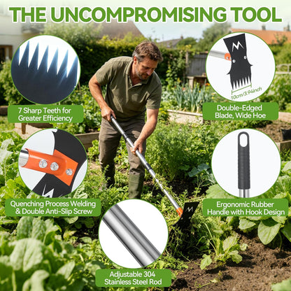 Weed Puller Tool, 60" Stand Up 2-in-1 Weed Rake & Garden Hoe