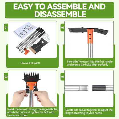 Weed Puller Tool, 60" Stand Up 2-in-1 Weed Rake & Garden Hoe