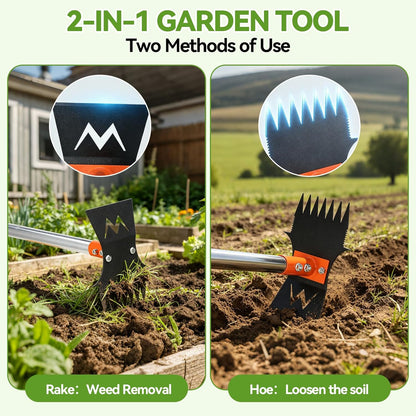 Weed Puller Tool, 60" Stand Up 2-in-1 Weed Rake & Garden Hoe