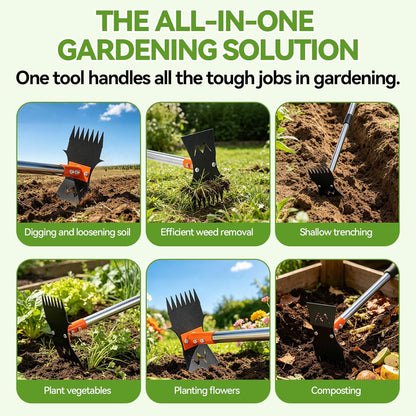 Weed Puller Tool, 60" Stand Up 2-in-1 Weed Rake & Garden Hoe
