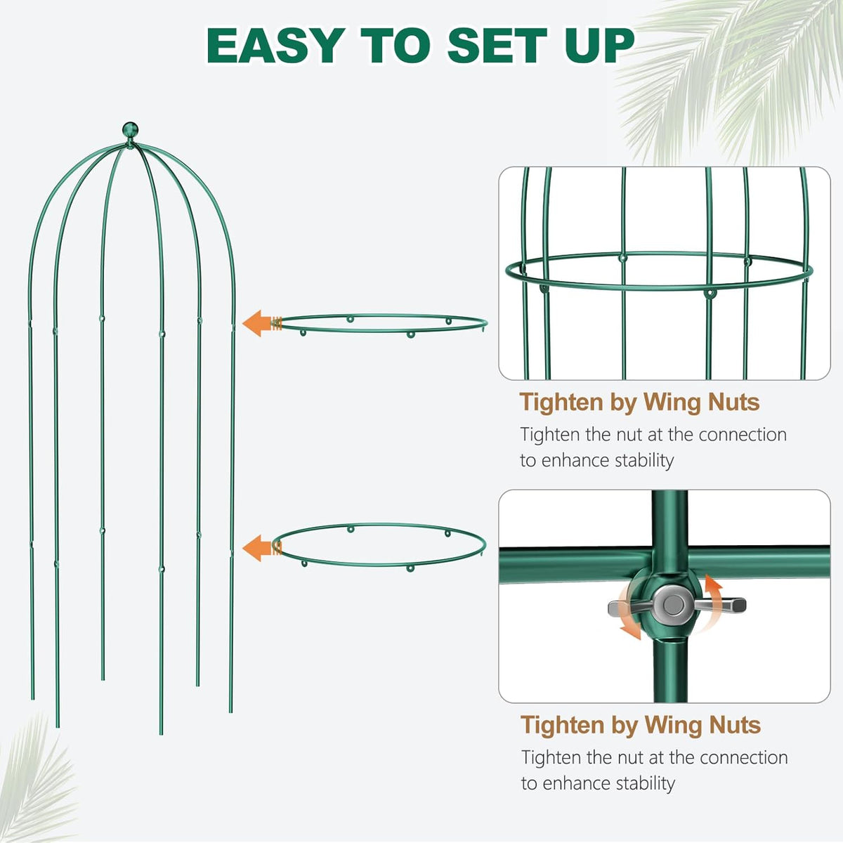 3 Pack Metal Plant Cage Support, 31.5" H Peony Support