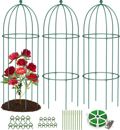 3 Pack Metal Plant Cage Support, 31.5" H Peony Support