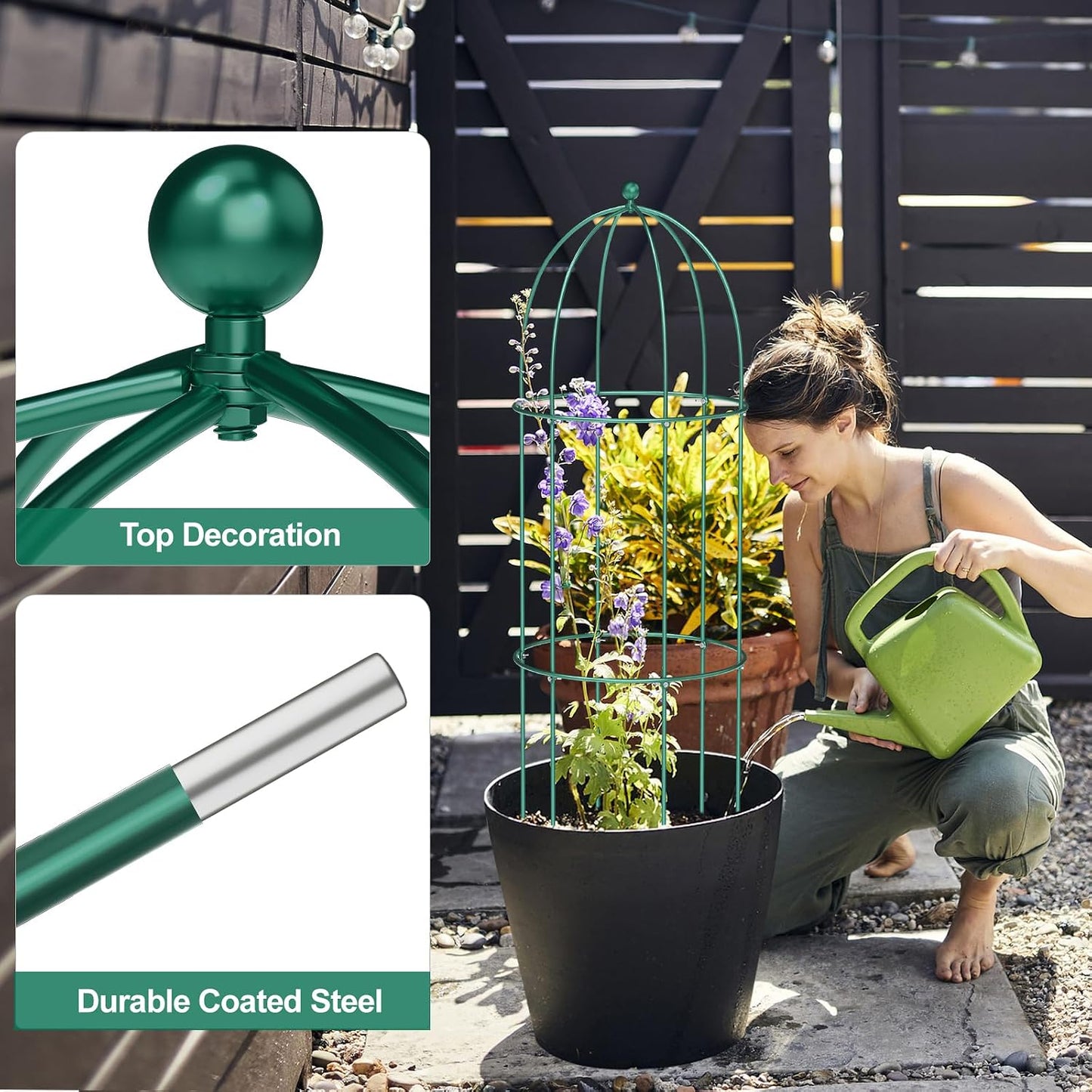 3 Pack Metal Plant Cage Support, 31.5" H Peony Support