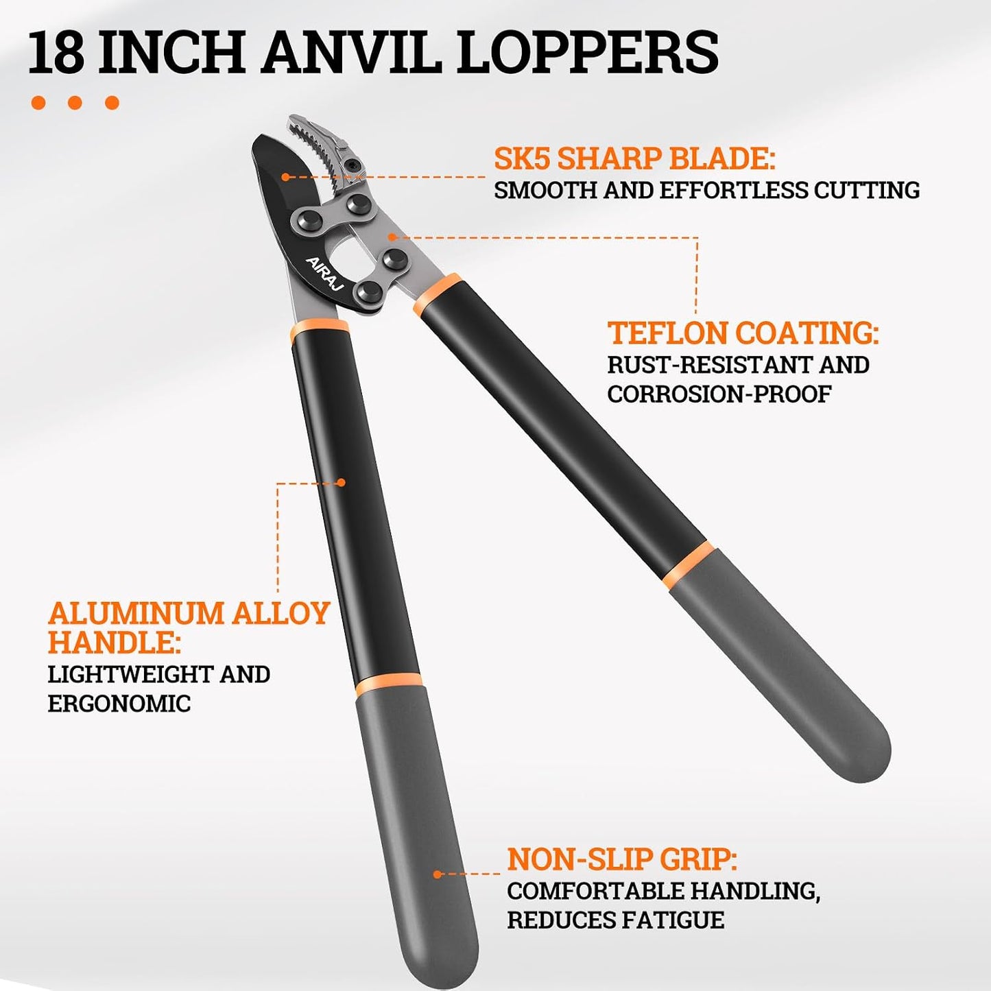 18'' Anvil Loppers for Gardening, 1.2" Cut Heavy duty Tree Trimmer