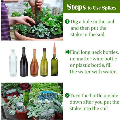 Plant Watering Devices 6 Pack Terracotta Vacation Plant Waterer Wine Bottle Watering Stakes Slow Release Plant Watering Spikes Self Watering Devices for Indoor Outdoor Plants