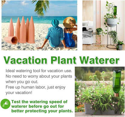 Plant Watering Devices 6 Pack Terracotta Vacation Plant Waterer Wine Bottle Watering Stakes Slow Release Plant Watering Spikes Self Watering Devices for Indoor Outdoor Plants