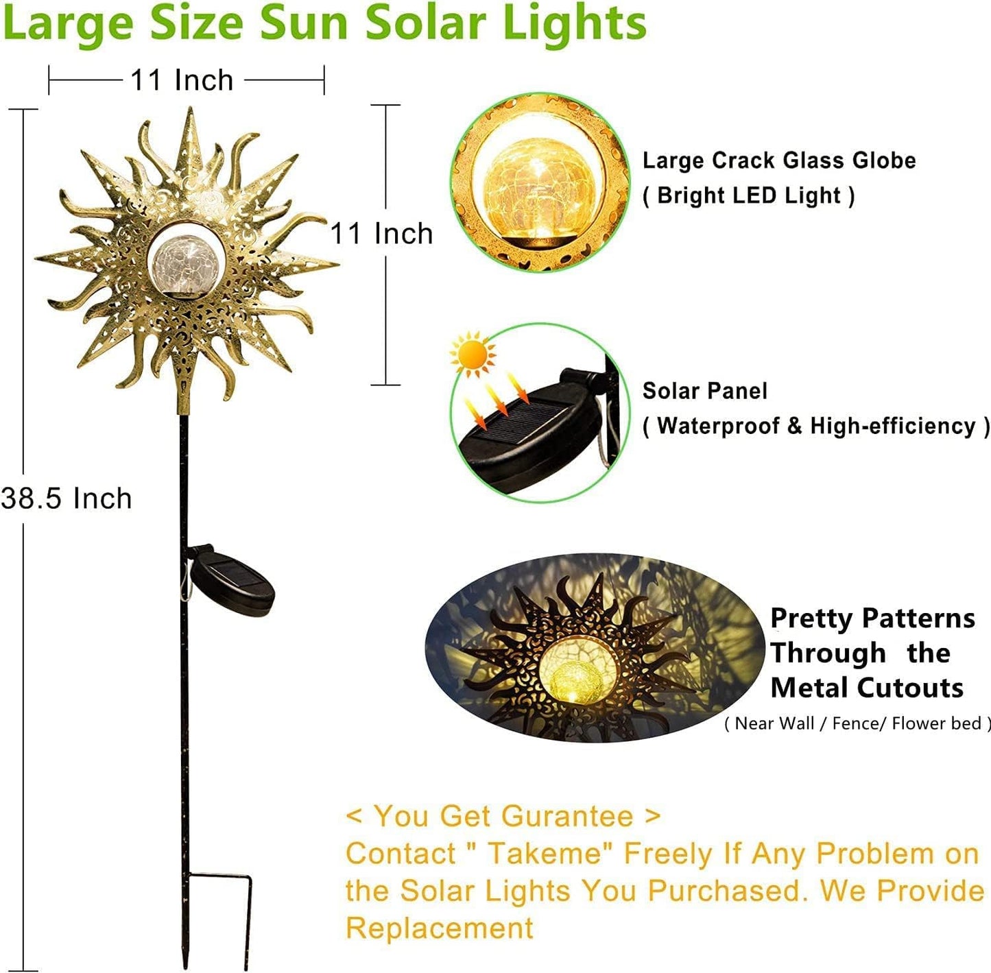 Sun Solar Lights Outdoor Waterproof Metal Garden Stakes for Patio Yard Walkway LawnPatio Mothers Gifts Mom Wife Grandma (Sun)