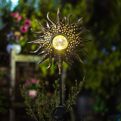 Sun Solar Lights Outdoor Waterproof Metal Garden Stakes for Patio Yard Walkway LawnPatio Mothers Gifts Mom Wife Grandma (Sun)