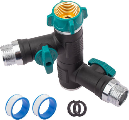 Hose Splitter, 2 Way splitter Rotary Heavy Duty, Hose Connector Rotated 360 Seperately,Garden Hose Splitter,Faucet Splitter,Outdoor Faucet Splitter,High Quilty Metal+Chrome Adapter.
