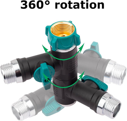 Hose Splitter, 2 Way splitter Rotary Heavy Duty, Hose Connector Rotated 360 Seperately,Garden Hose Splitter,Faucet Splitter,Outdoor Faucet Splitter,High Quilty Metal+Chrome Adapter.