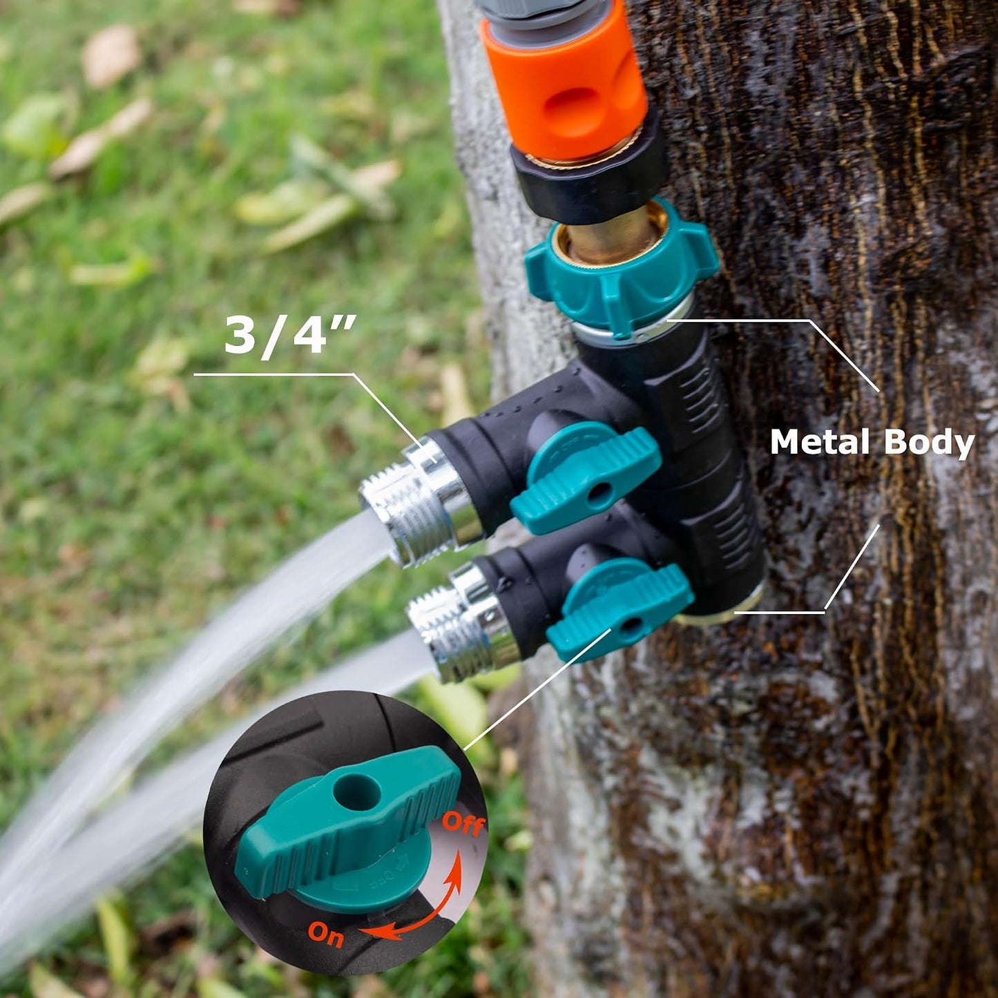 Hose Splitter, 2 Way splitter Rotary Heavy Duty, Hose Connector Rotated 360 Seperately,Garden Hose Splitter,Faucet Splitter,Outdoor Faucet Splitter,High Quilty Metal+Chrome Adapter.