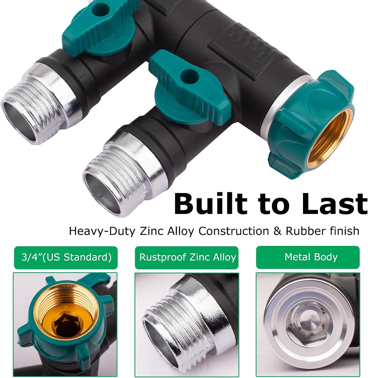 Hose Splitter, 2 Way splitter Rotary Heavy Duty, Hose Connector Rotated 360 Seperately,Garden Hose Splitter,Faucet Splitter,Outdoor Faucet Splitter,High Quilty Metal+Chrome Adapter.