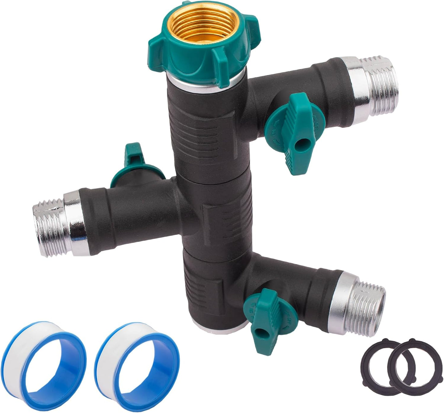Hose Splitter, 2 Way splitter Rotary Heavy Duty, Hose Connector Rotated 360 Seperately,Garden Hose Splitter,Faucet Splitter,Outdoor Faucet Splitter,High Quilty Metal+Chrome Adapter.