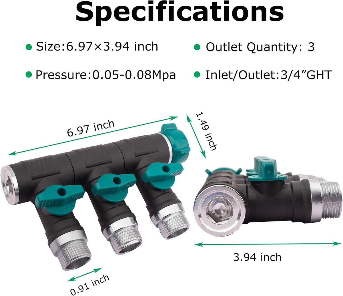 Hose Splitter, 2 Way splitter Rotary Heavy Duty, Hose Connector Rotated 360 Seperately,Garden Hose Splitter,Faucet Splitter,Outdoor Faucet Splitter,High Quilty Metal+Chrome Adapter.